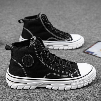 High top canvas shoes Korean style trendy sports and leisure shoes fashionable trendy shoes student board shoes - Shello's Creative Boutique