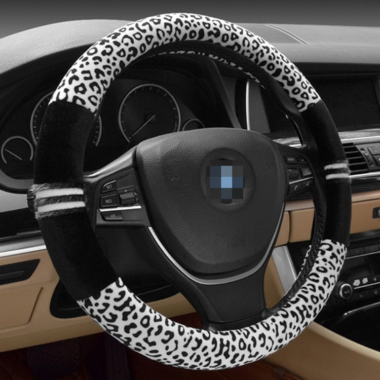 Leopard Grain Steering Wheel Cover, Adaptation Steering Wheel Diameter: 37-38 cm, 37-38cm Beige, 37-38cm Coffee, 37-38cm Black SUNSKY