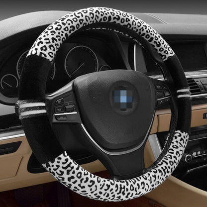 Leopard Grain Steering Wheel Cover, Adaptation Steering Wheel Diameter: 37-38 cm, 37-38cm Beige, 37-38cm Coffee, 37-38cm Black SUNSKY