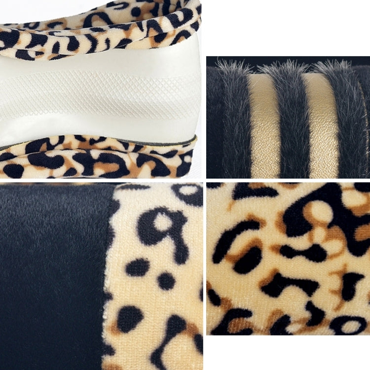 Leopard Grain Steering Wheel Cover, Adaptation Steering Wheel Diameter: 37-38 cm, 37-38cm Beige, 37-38cm Coffee, 37-38cm Black SUNSKY