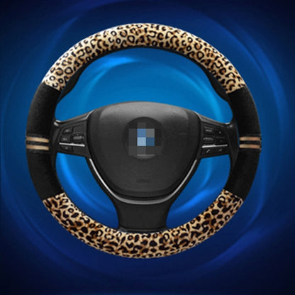 Leopard Grain Steering Wheel Cover, Adaptation Steering Wheel Diameter: 37-38 cm, 37-38cm Beige, 37-38cm Coffee, 37-38cm Black SUNSKY