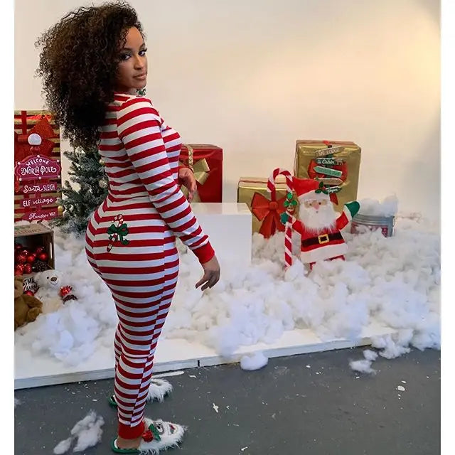 Christmas Women Household Pajama Sets Romper Sleeping Jumpsuit Long Sleeve Cotton Xmas Sleep Wear Home Wear eprolo
