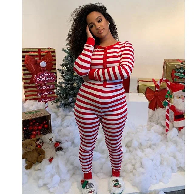 Christmas Women Household Pajama Sets Romper Sleeping Jumpsuit Long Sleeve Cotton Xmas Sleep Wear Home Wear eprolo