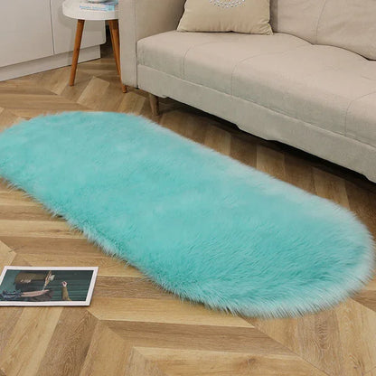 Imitation Wool Oval Plush Carpet – Soft Luxury for Any Space - Shello's Creative Boutique