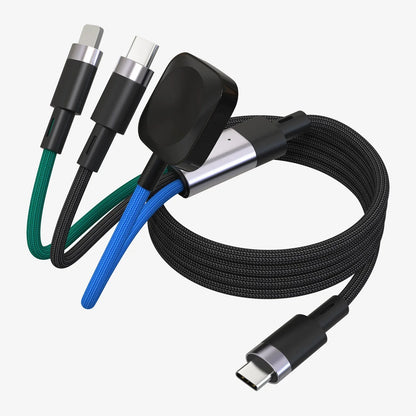 Multi head multifunctional two to three data cable PD60w fast charging suitable for Android Pingguo smartphones and smartwatches - Shello's Creative Boutique