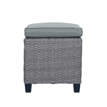 TOPMAX 6-piece outdoor rattan wicker set chair, stool, and table (gray rattan+gray mat) eprolo