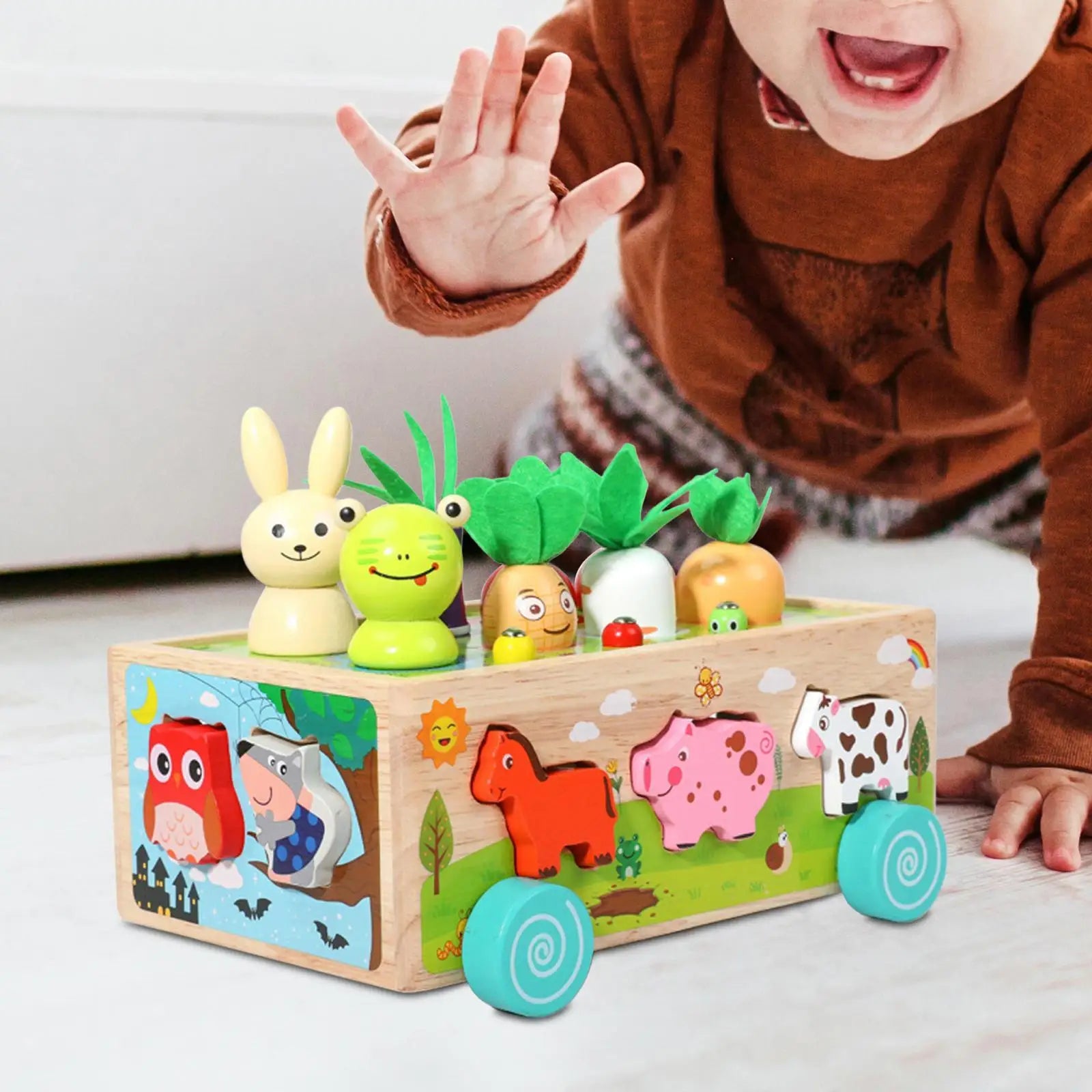 Montessori Toys Developmental Toy Carrot Harvest Game Wooden Toy Preschool Learning for Holiday Gift Ages 3 4 5 Years Old Kids eprolo