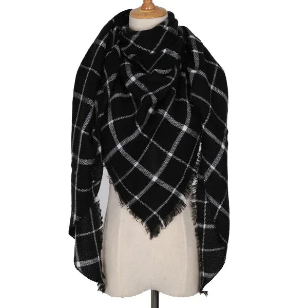 Winter Triangle Scarf For Women Brand Designer Shawl Cashmere Plaid Scarves Blanket Wholesale Drops - Shello's Creative Boutique
