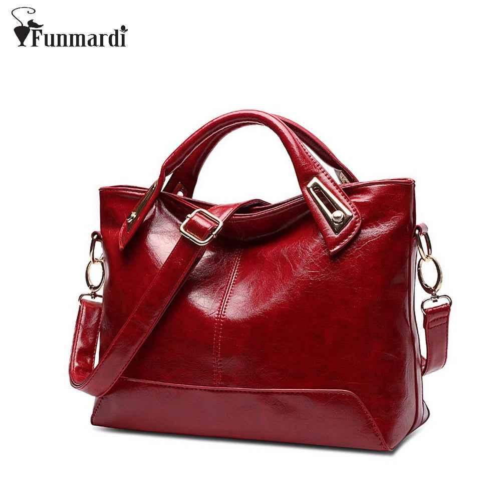 Women's Oil Wax Leather Shoulder Bag - Designer PU Leather Handbag - Shello's Creative Boutique