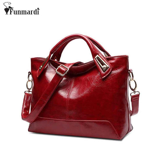 Women's Oil Wax Leather Shoulder Bag - Designer PU Leather Handbag - Shello's Creative Boutique