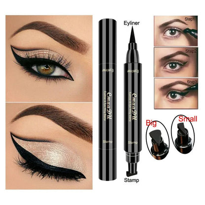 Cmaadu 2 In1 Stamp Seal Eyeliner Pen Waterproof Liquid Eyeliner Pencil Long Lasting Quick Dry Natural Make Up Black Liner - Shello's Creative Boutique