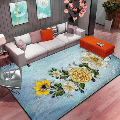 Abstract Floral Kitchen & Living Room Carpet – Anti-Slip Designer Floor Mat - Shello's Creative Boutique