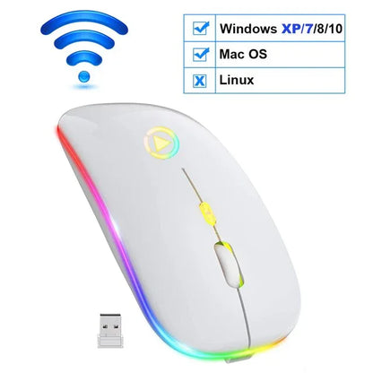 Wireless Mouse Bluetooth RGB Rechargeable Computer Silent Mause LED Backlit Ergonomic Gaming Mouse For PC Laptop - Shello's Creative Boutique