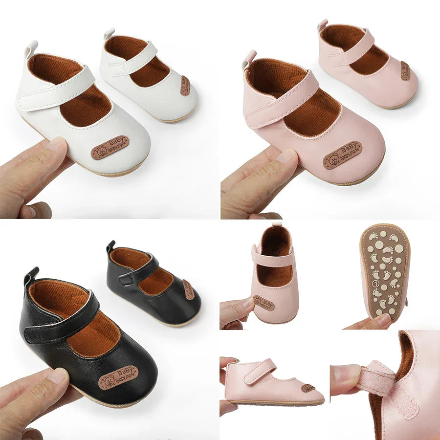 Baby First Walking Shoes - Soft PU Leather Pre-Walker Shoes for 0-12 Months | Non-Slip Sole - Shello's Creative Boutique