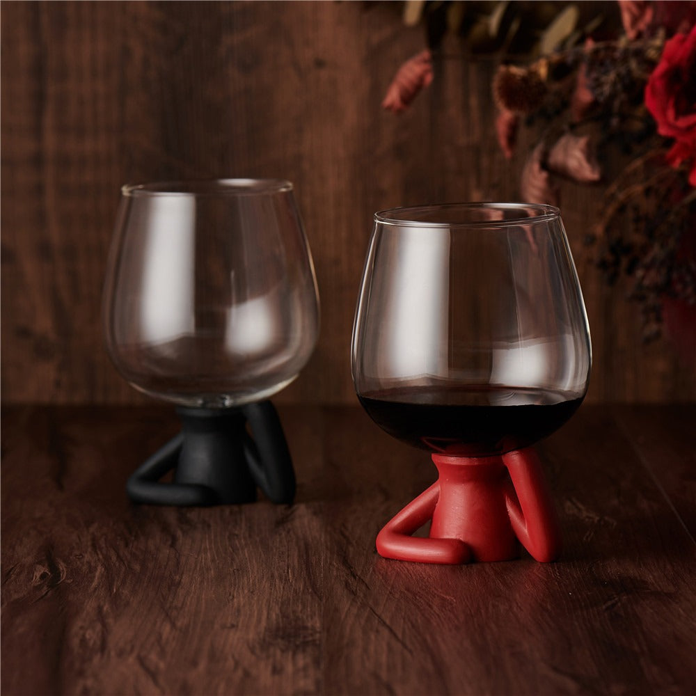 Two in one wine glass with cork and high borosilicate glass wine glass eprolo