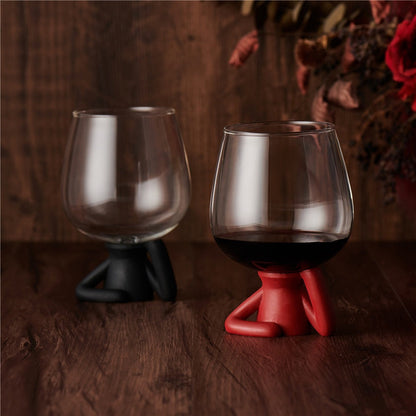 Two in one wine glass with cork and high borosilicate glass wine glass eprolo