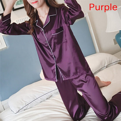 Silk Satin 2-Piece Pajama Set - Luxurious Sleepwear for Women