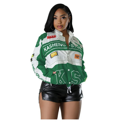 New autumn and winter detachable two-wear motorcycle jacket cool silk cotton printed cardigan jacket - Shello's Creative Boutique