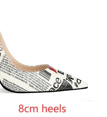 Poster Letter Mouse Printed Thin High Heel Pointed Toe Female Dress Shoes Women Slip On Pumps Stiletto Heels - Shello's Creative Boutique