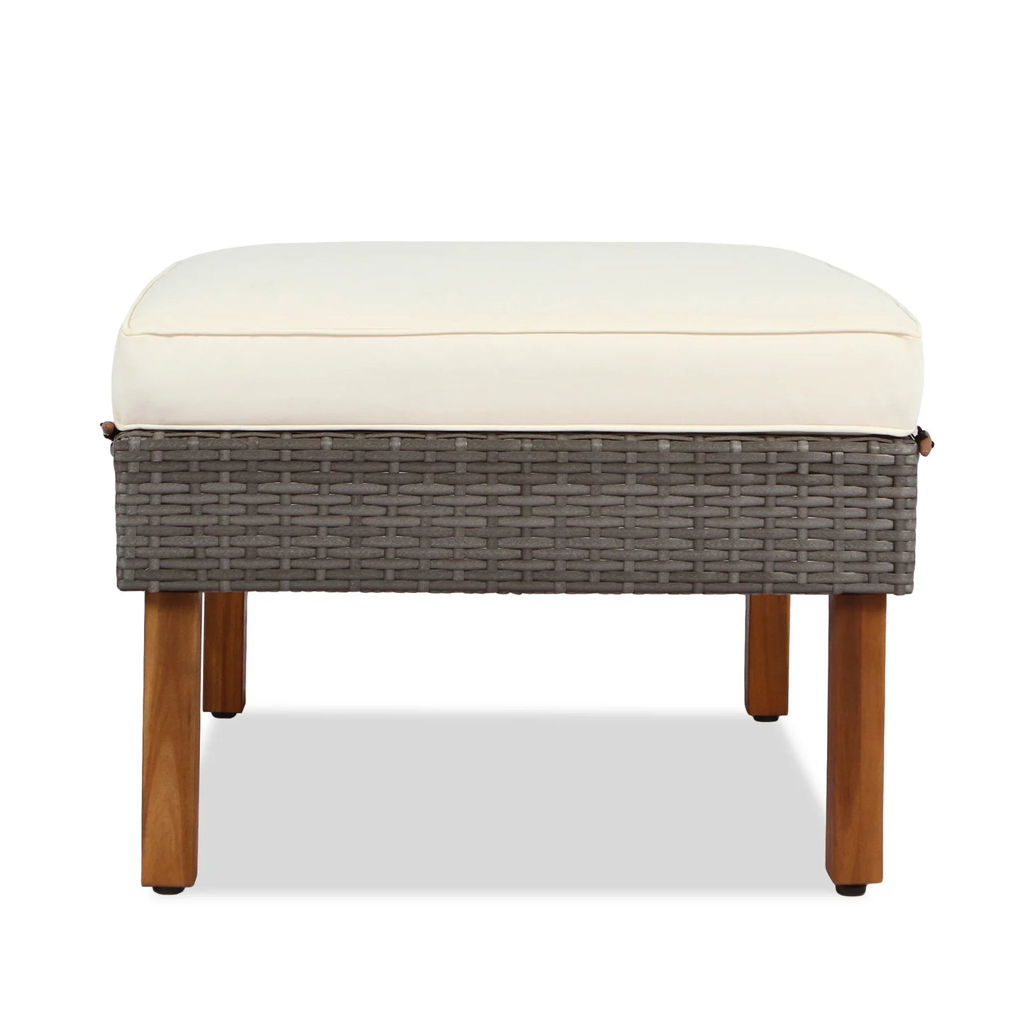 9-piece Patio rattan furniture set with Acacia wooden legs and tabletop sofa set, coffee table washable cushion beige - Shello's Creative Boutique