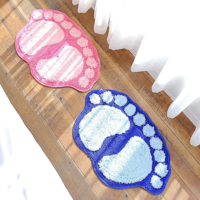 Footprint Bath Mat - Non-Slip Plush Bathroom Rug 58.5x38.5cm - Shello's Creative Boutique