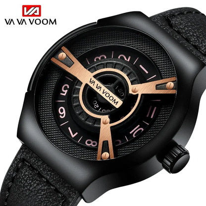 VAVA VOOM Brand VA-275 Creative Big Watch Men Fashions Sports Watches Men's Wrist Watch Men Luxury Casual Men Watch Leather Male Clock - Shello's Creative Boutique