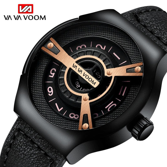 VAVA VOOM Brand VA-275 Creative Big Watch Men Fashions Sports Watches Men's Wrist Watch Men Luxury Casual Men Watch Leather Male Clock Shello Creative Boutique