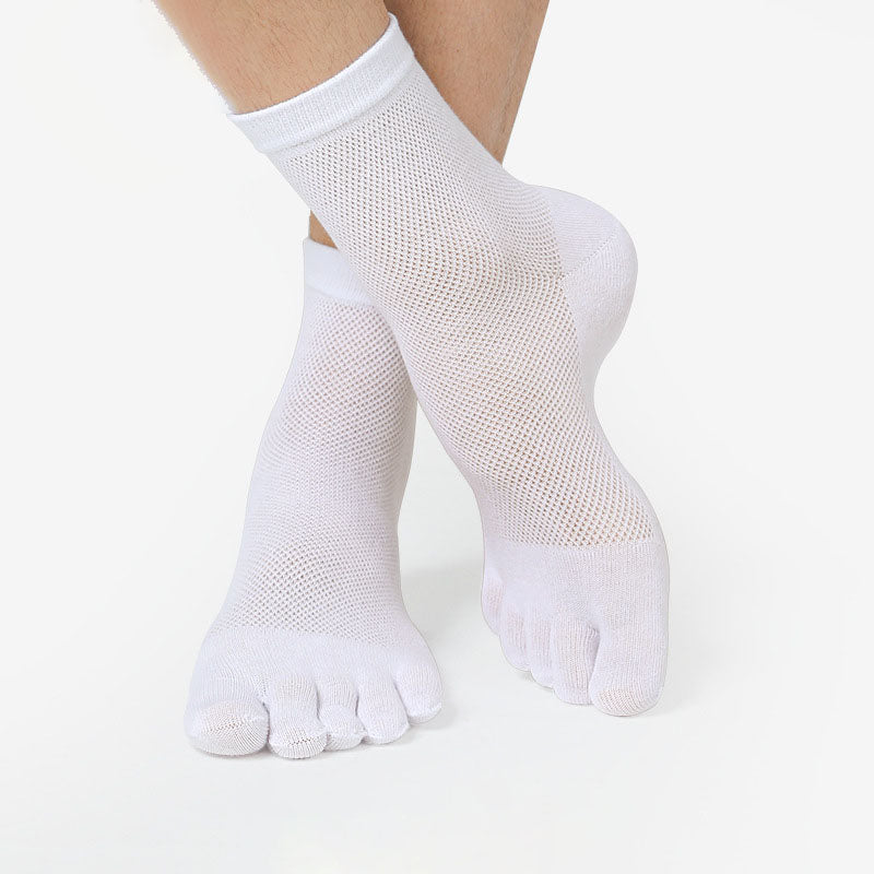 100% Cotton Five-Toe Mesh Socks - Breathable Split-Toe Socks for Men