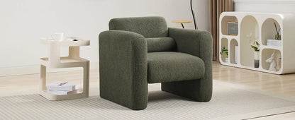 Modern style chair with Sheepskin Sherpa fabric soft cushion, armchair, soft with backrest and pillow - Shello's Creative Boutique