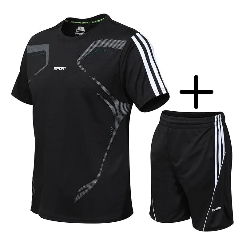 5XL Running T Shirt Sport GYM Tshirt Short Sleeve Football Basketball Tennis Shirt Quick Dry Fitness Sports Set Suits Sportswear - Shello's Creative Boutique