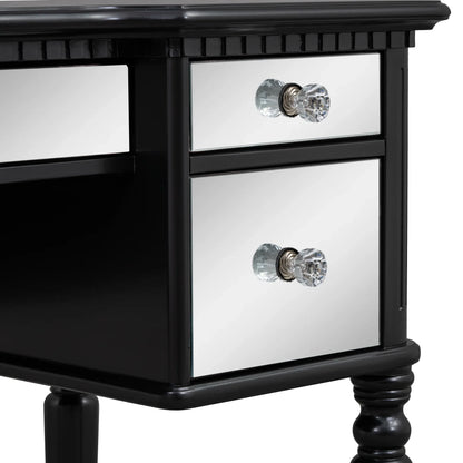Dressing Table Set with Mirrored Drawers and Stool, Tri-fold Mirror, Makeup Vanity Set - Shello's Creative Boutique