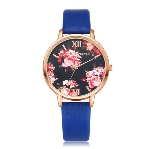 Women Flowers Bracelet Watch 