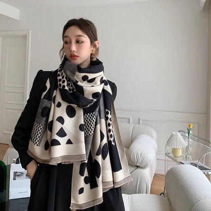 Luxury brand Winter Scarf Women Soft Cashmere Warm Pashmina Casual Dot Print Scarves Wrap Thick Long - Shello's Creative Boutique