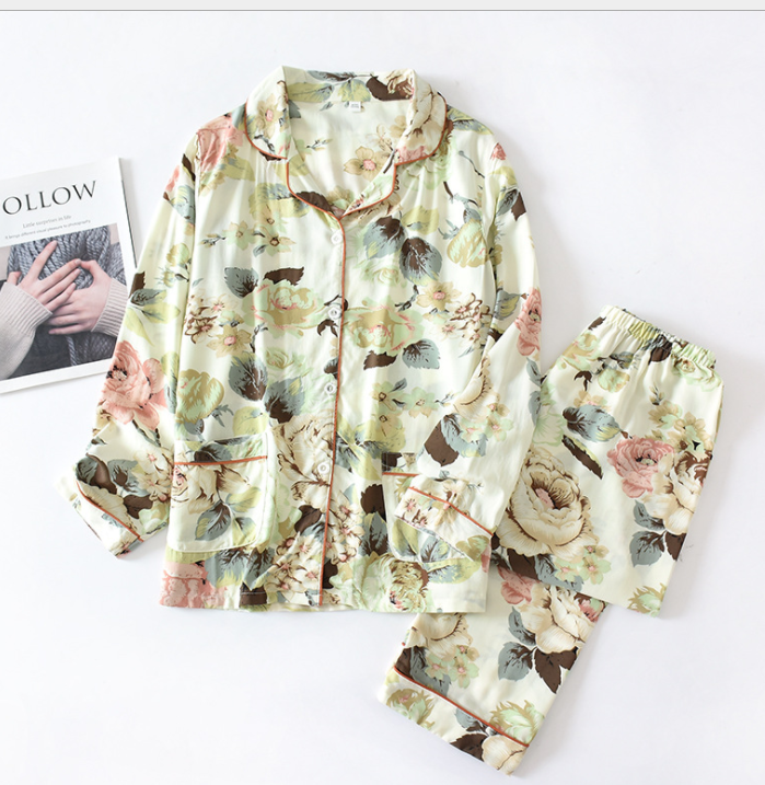 Spring / Summer new 100% viscose long-sleeved trousers ladies pajamas suit simple style long pajamas women's home service eprolo
