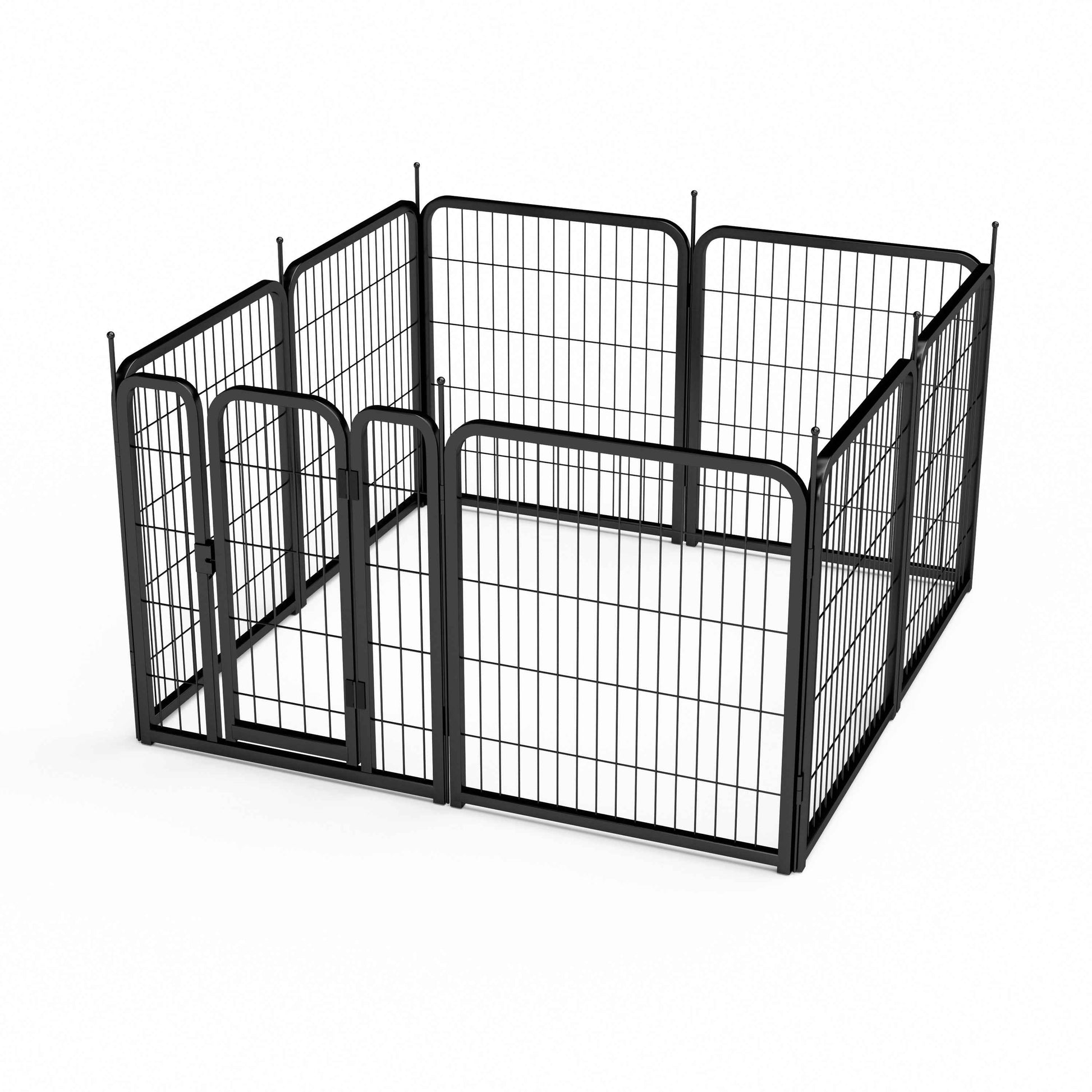 8-Panel Outdoor Dog Fence - 80cm Portable Pet Playpen (Black, 67cm W x 80cm H)