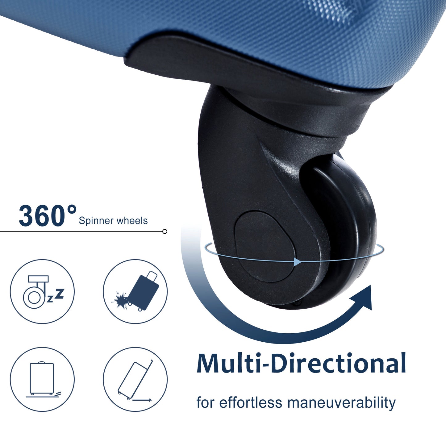 Hardshell Luggage Sets 3 Piece Carry-on Suitcases with Wheels, TSA Lock for Men Women, Blue (20in) eprolo