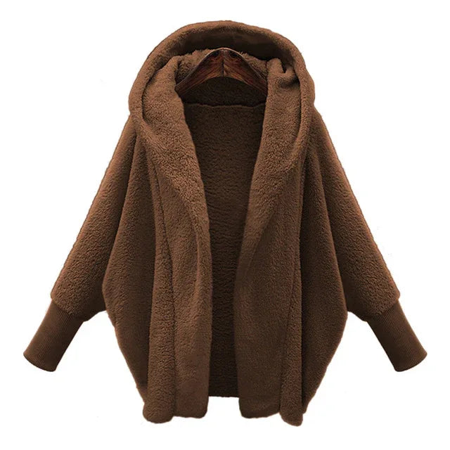 Winter Warm Women Faux Fur Coat Soft Hoodies Fur Jacket Female Lantern Sleeve Overcoat Loose Casual Outerwear Plus Size - Shello's Creative Boutique