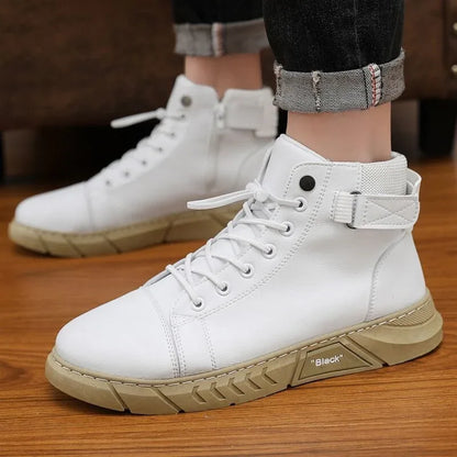 Men's shoes new autumn and winter leather plush Martin boots casual men's running high rise sports shoes - Shello's Creative Boutique