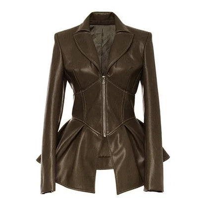 Women Jacket Black Gothic Faux Leather PU Jacket Women Winter Spring Motorcycle Jacket Black Faux Goth Leather Coats - Shello's Creative Boutique