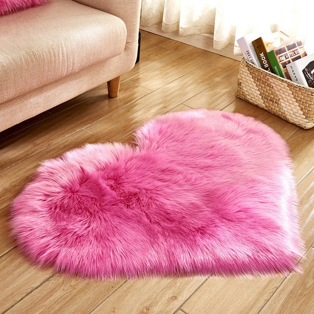 Love Heart Rugs Artificial Wool Hairy Carpet Faux Floor Mat Fur Plain Fluffy Area Rug Soft Living Room Carpet Bedroom Floor Mat eprolo