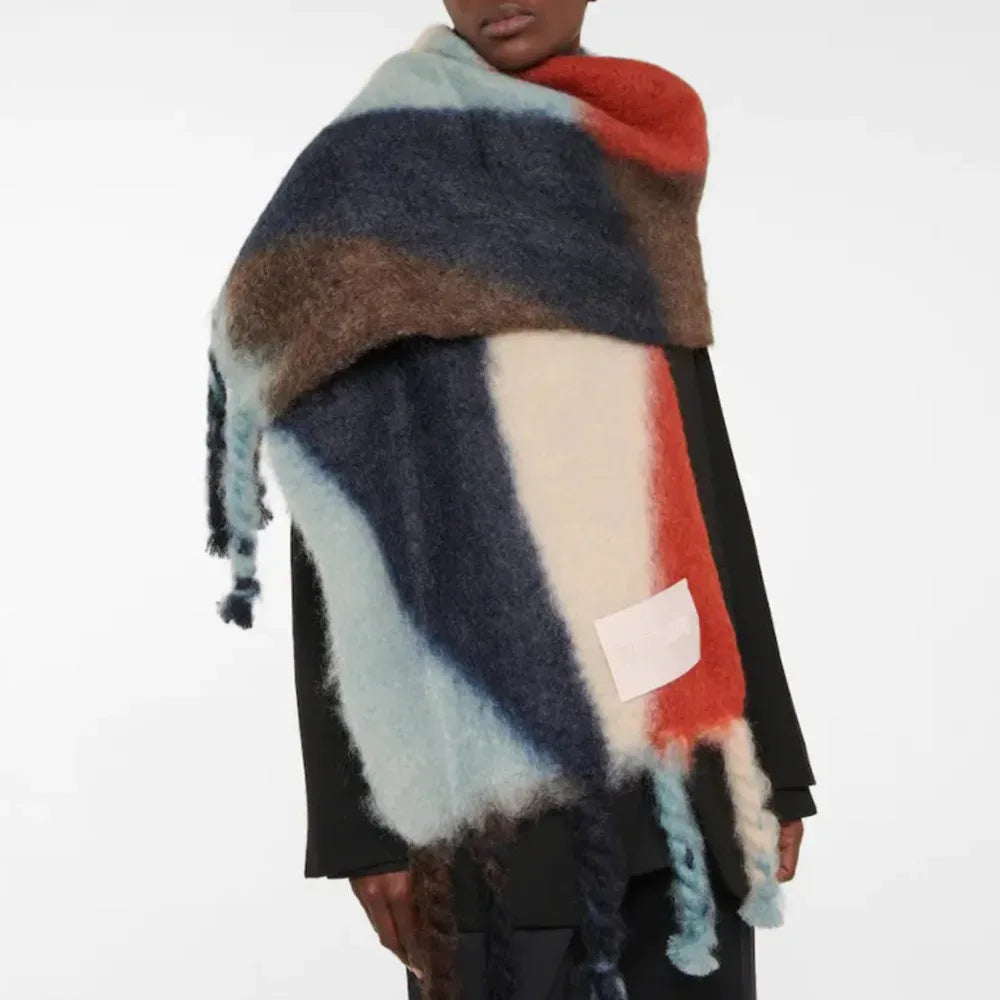 Scarf Women Men Winter Blanket Shawl Wraps Warm Mohair Scarves Geometry Print Cashmere - Shello's Creative Boutique