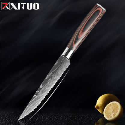 XITUO Sharp Steak Knife Set 7CR17 Stainless Steel Serrated Meat Slicing Knife Multipurpose Restaurant Cutlery Chef Knives 1-6Pcs eprolo