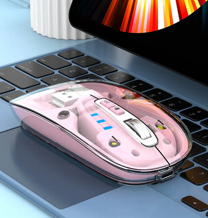 Bluetooth wireless transparent mouse mute dual-mode desktop computer laptop office business USB - Shello's Creative Boutique