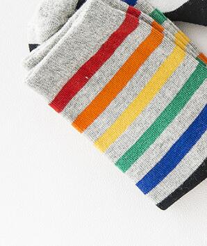 Rainbow Striped Harajuku Socks - Fun Cotton Short Socks for Women