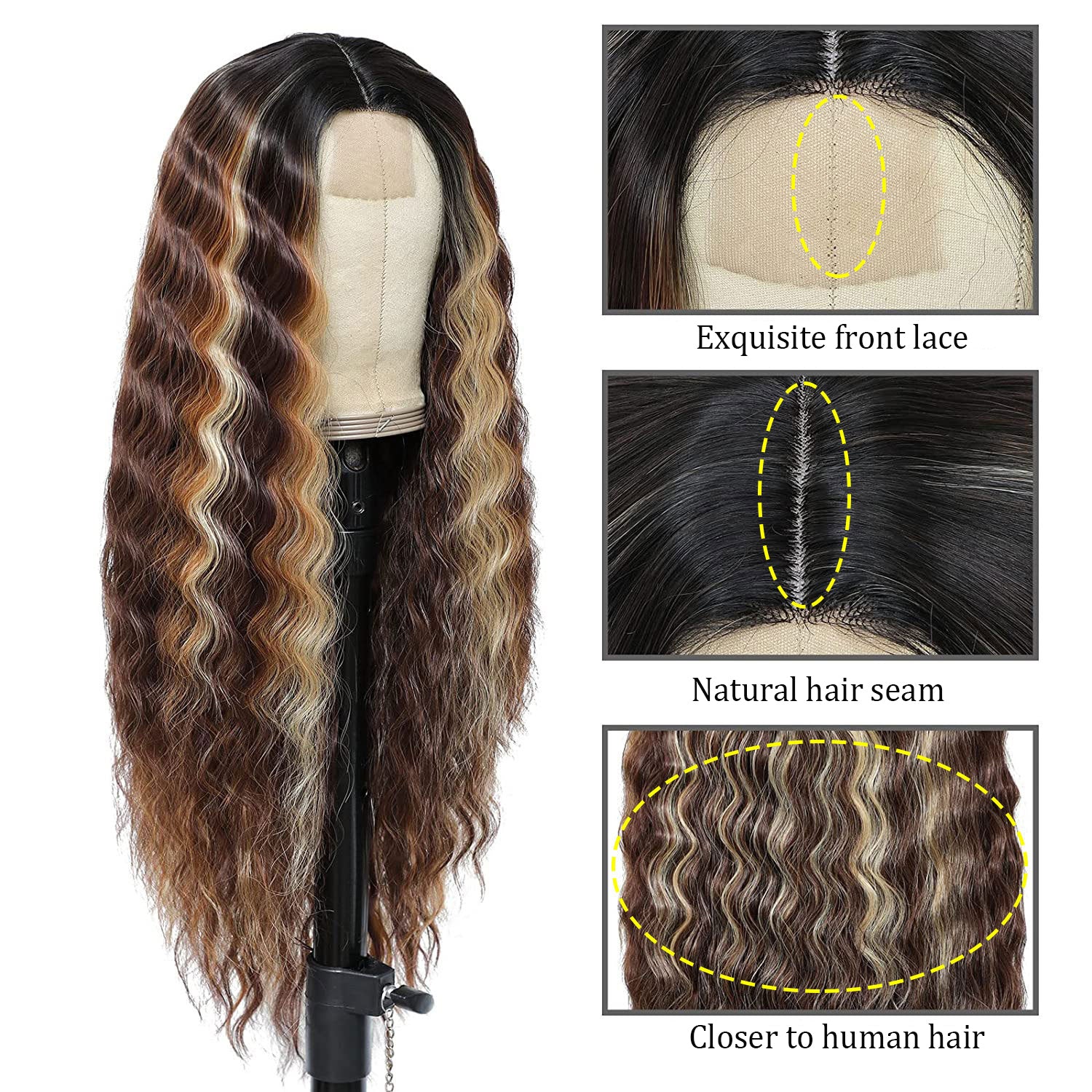 European and American Women's Wig Small Lace Center Deep Wave Long Curly Wig Headband Lace Wigs Shello Creative Boutique