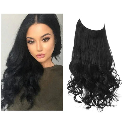 One-piece women's hair extension Volume U-Shaped Fishing Line Invisible and Natural Long Curly - Shello's Creative Boutique
