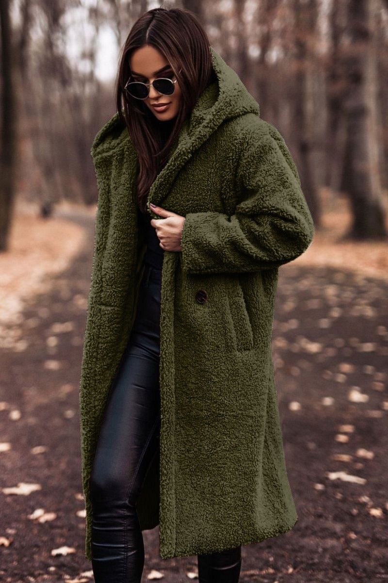 Winter Fashion Long Coat Net Color Long Sleeve Tweed Women's Jacket eprolo