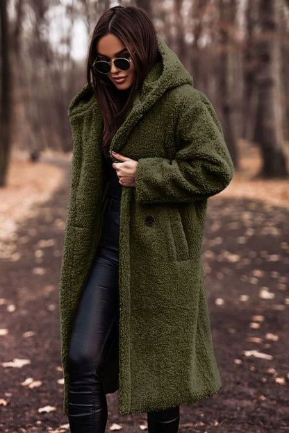 Winter Fashion Long Coat Net Color Long Sleeve Tweed Women's Jacket - Shello's Creative Boutique