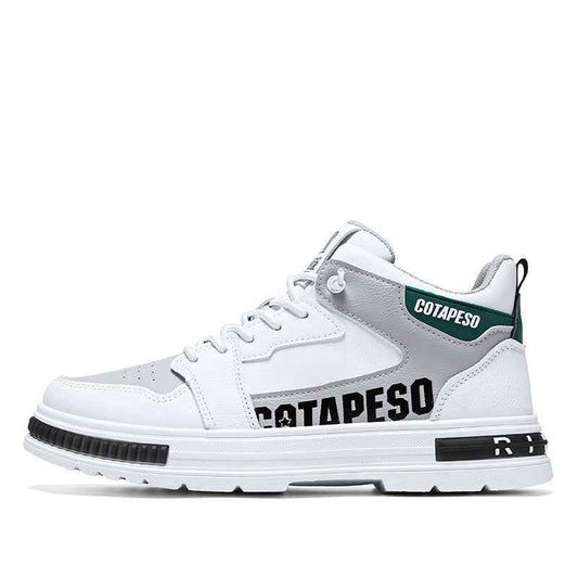 Men's Breathable High Top Shoes - Trendy Versatile White Sports and Leisure Board Shoes
