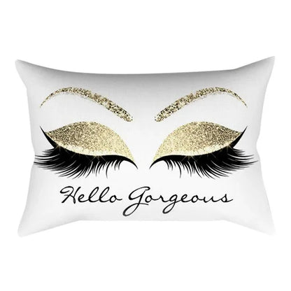Eyelash Out Soft Velvet Cushion Cover – Chic Marble Pillow Case for Home & Sofa Decor - Shello's Creative Boutique